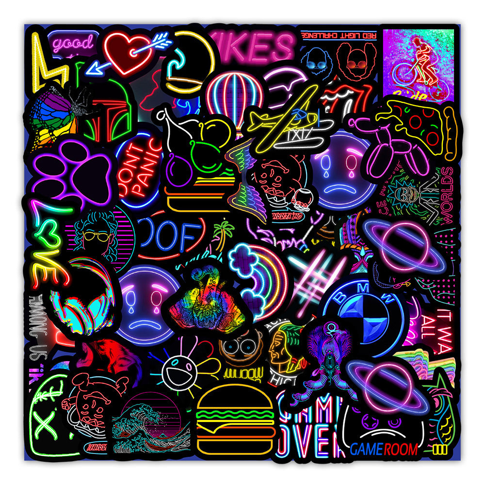50 car neon sticker